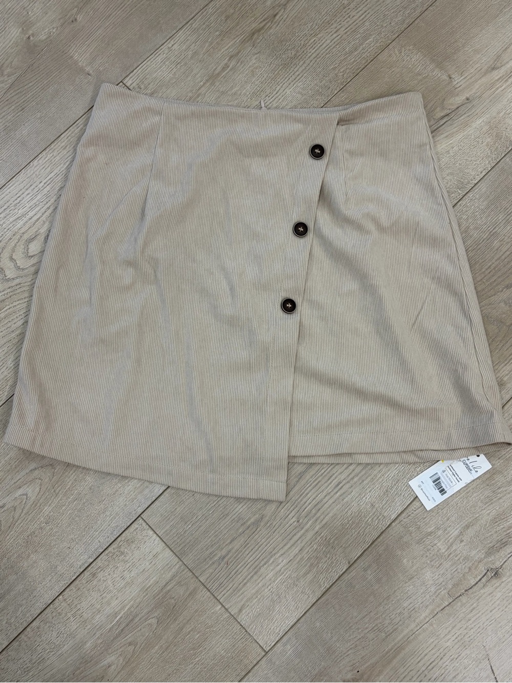 Cupshe Beige Asymmetrical Button Mini Skirt